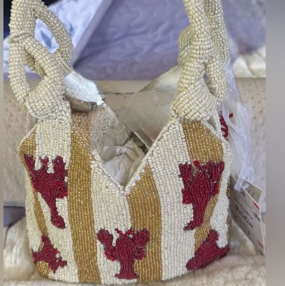 Handcrafted in India NWT Viral Beaded Lobster Bucket Bag